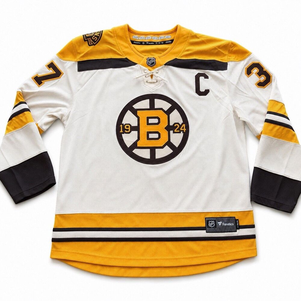 NWT Fanatics Boston Bruins Patrice Bergeron #37 Centennial Away Jersey XL NHL